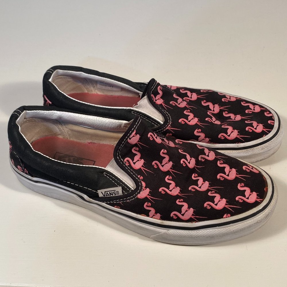 Vans Flamingo Print Canvas Slip on Sneakers Women Size 8
